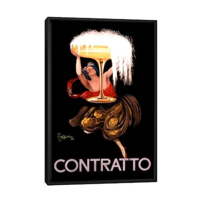 iCanvas "Contratto Champagne Vintage Advertisement" by Leonetto Cappiello Framed Canvas Print