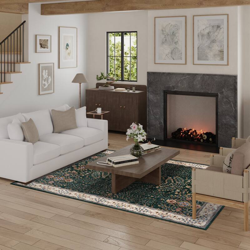 Licensed HGTV Everyday Chic Soft Flannel Zero Pile Printed Non-Slip Washable Indoor Area Rug