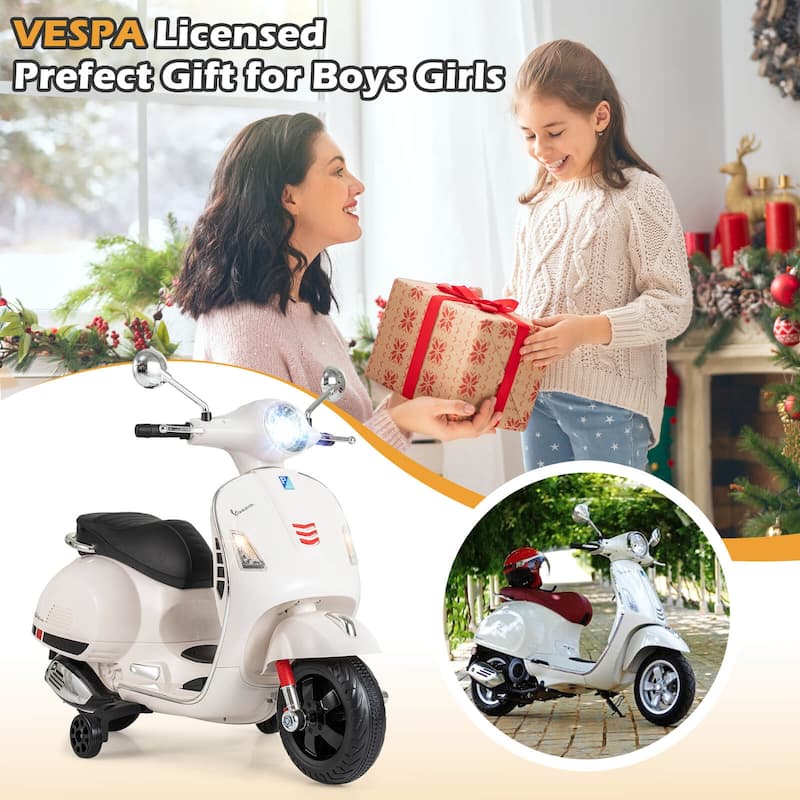 Costway Licensed VESPA 12V Kids Electric Motorcycle with Music Horn - See Details