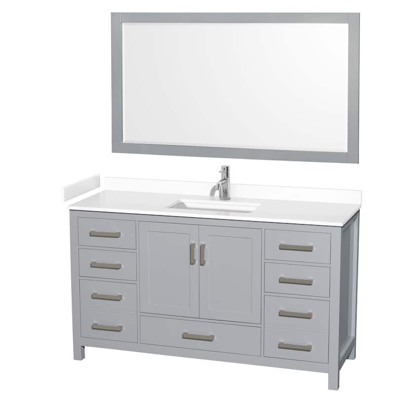 Wyndham Collection Sheffield 60" Single Bathroom Vanity, Carrara - Gray / White Cultured Marble Top / Brushed Chrome