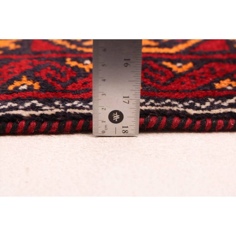 ECARPETGALLERY Hand-knotted Baluch Red Wool Rug - 3'10 x 7'10