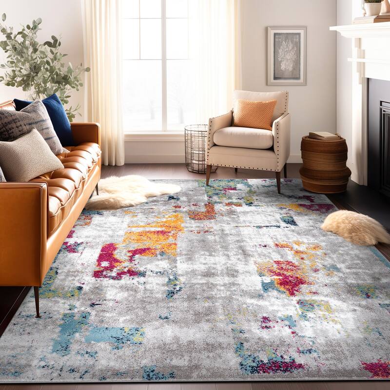 Contemporary Vibrant Abstract Design Area Rug