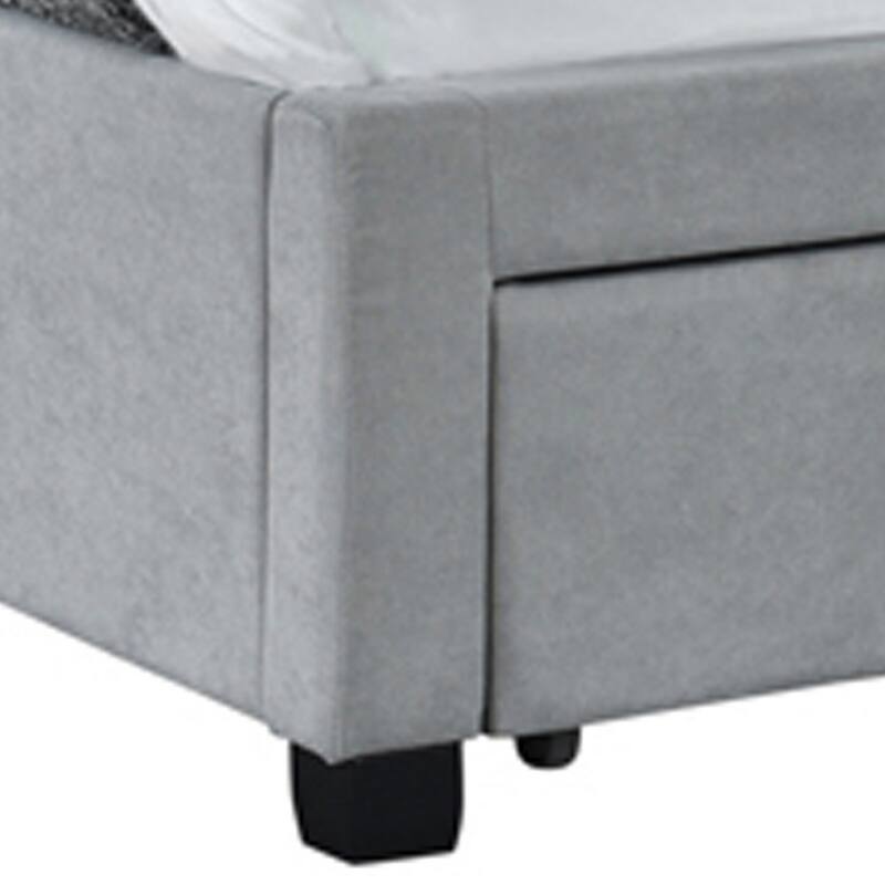 Fabric Upholstered Wooden Full Size Bed with Bottom Drawers, Gray