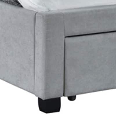 Fabric Upholstered Wooden Full Size Bed with Bottom Drawers, Gray