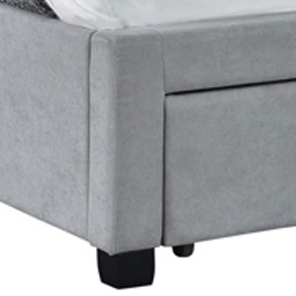 Fabric Upholstered Wooden Full Size Bed with Bottom Drawers, Gray