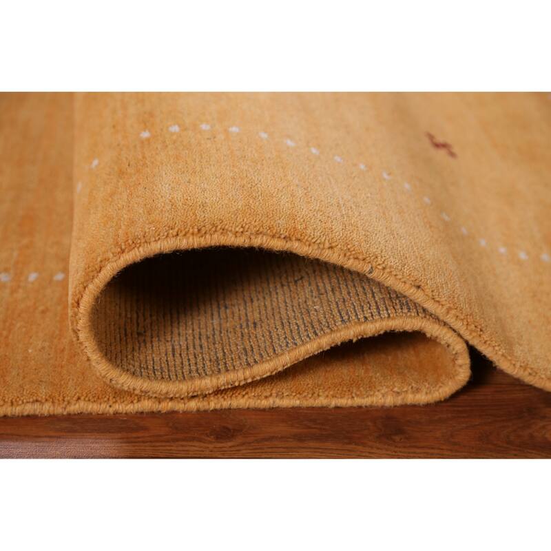 Hand Knotted Oriental 100% Wool Carpet Tribal Tribal Yellow & Gold Gabbeh Area Rug - 6' 3'' X 4' 7''