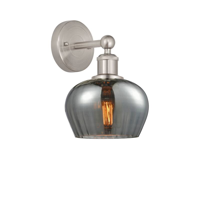 Innovations Lighting 616-1W-10-7 Fenton Sconce Fenton 10" Tall Wall - Brushed Satin Nickel / Plated Smoke