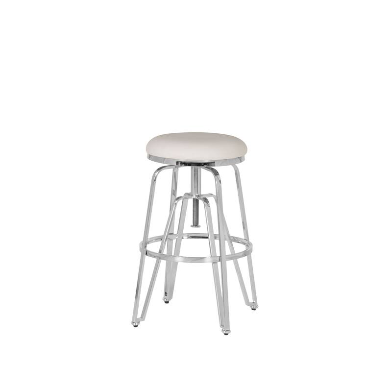 Aimes Metal and Faux Leather Adjustable Backless Stool