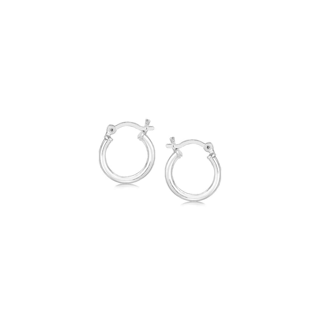 MayaMila Sterling Silver Rhodium Plated Thin and Small Polished Hoop Earrings (10mm)