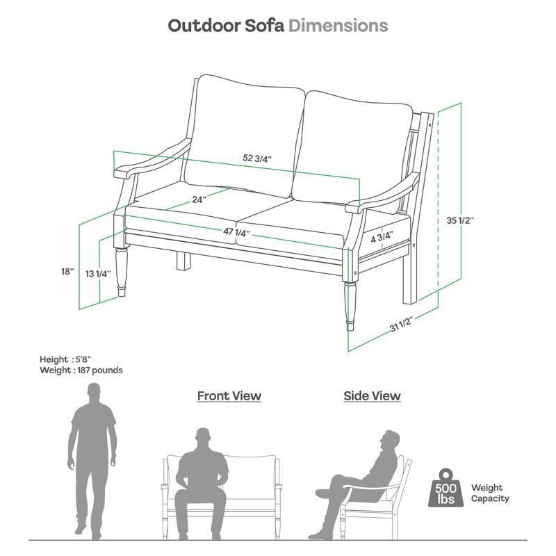Cambridge Casual Livingston Teak Outdoor Loveseat with Cushion