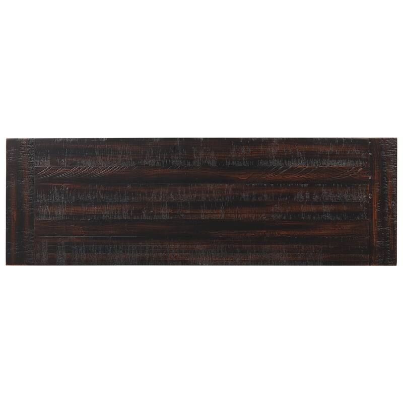 Black 48'' Distressed Pine Wood Console Table with Vintage Metal