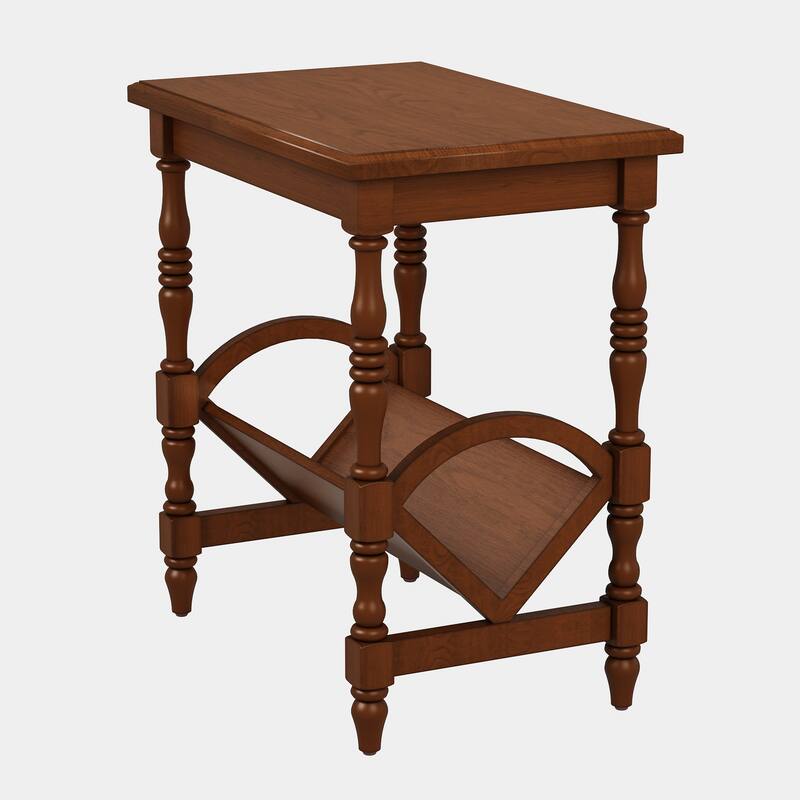 Wooden Side Table Accent Table, End Table Coffee Table with Magazine Rack, Classic Bedside Table with Storage Shelf