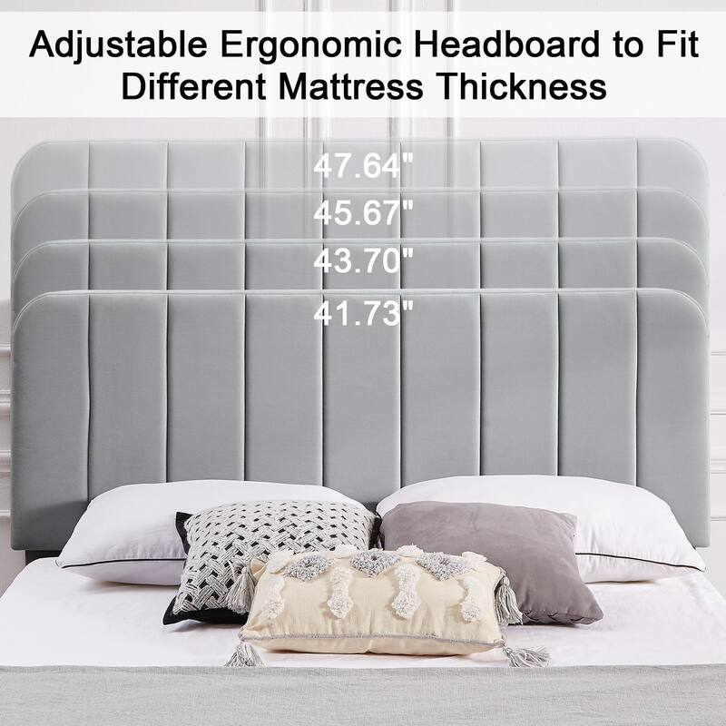 Javlergo Upholstered Bed Frames with Height-adjustable Headboard