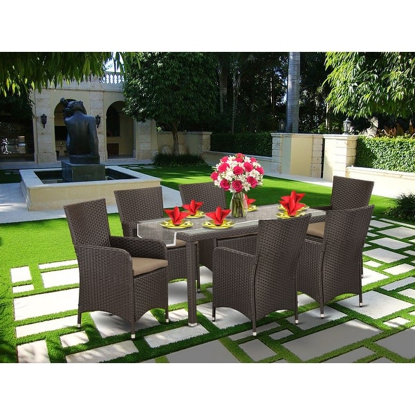 Shop Lulu5 63s 5 Pc Outdoor Wicker Patio Furniture Set In Dark Brown Finish Overstock 28180228 7 Piece Sets