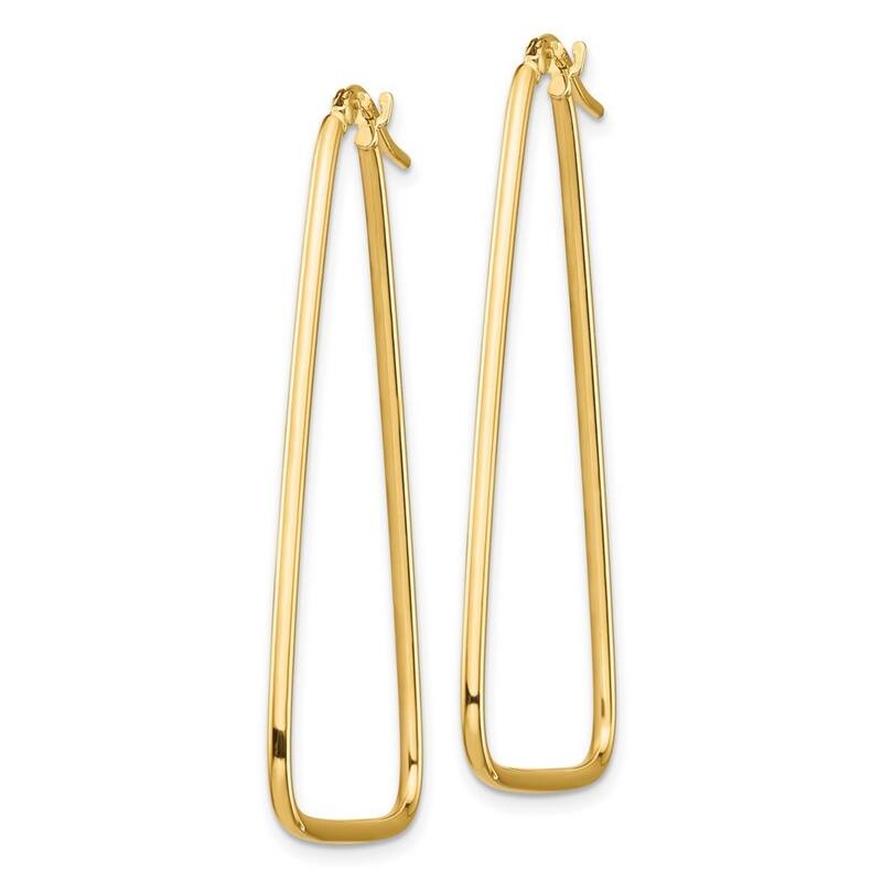 Curata 14k Yellow Gold Polished Triangle Dangle Hoop Earrings - 43.85x29mm