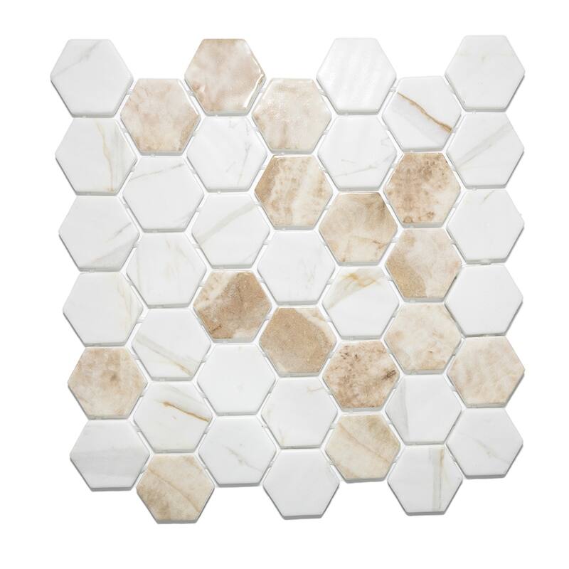 Eterna Hex 2x2 Glass Hexagon Mosaic Tile - Floor, Wall, Backsplash