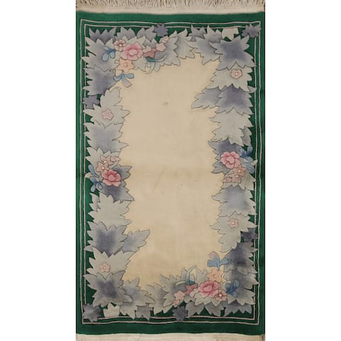 Floral Peking Chinese Oriental Area Rug Hand-knotted Wool Carpet - 2'9" x 4'9"