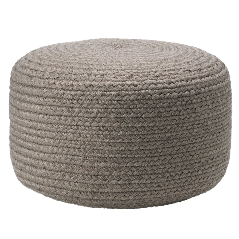 Jaipur Living Saba Solar Round Indoor/Outdoor Polyester Pouf Ottoman/Foot Stool - 18"X18"X12" - Light Gray