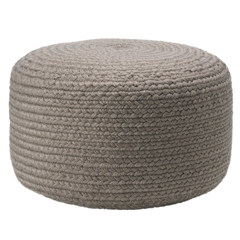 Santa Rosa Indoor and Outdoor Cylinder Pouf - 18"X18"X12" - Light Gray