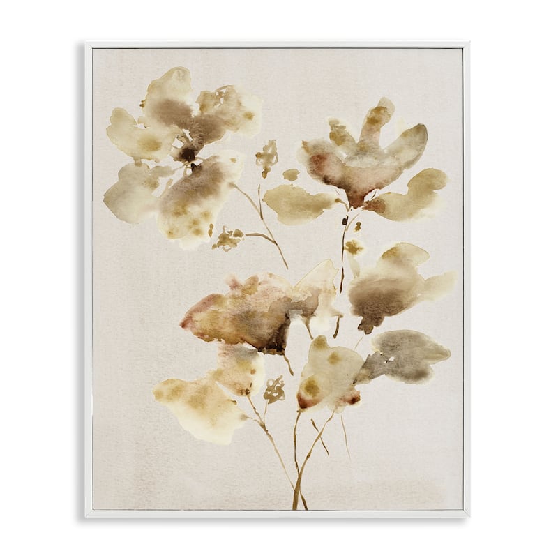 Stupell Neutral Dappled Flower Blossoms Framed Giclee Art Design By Krinlox - 24 x 30 - White