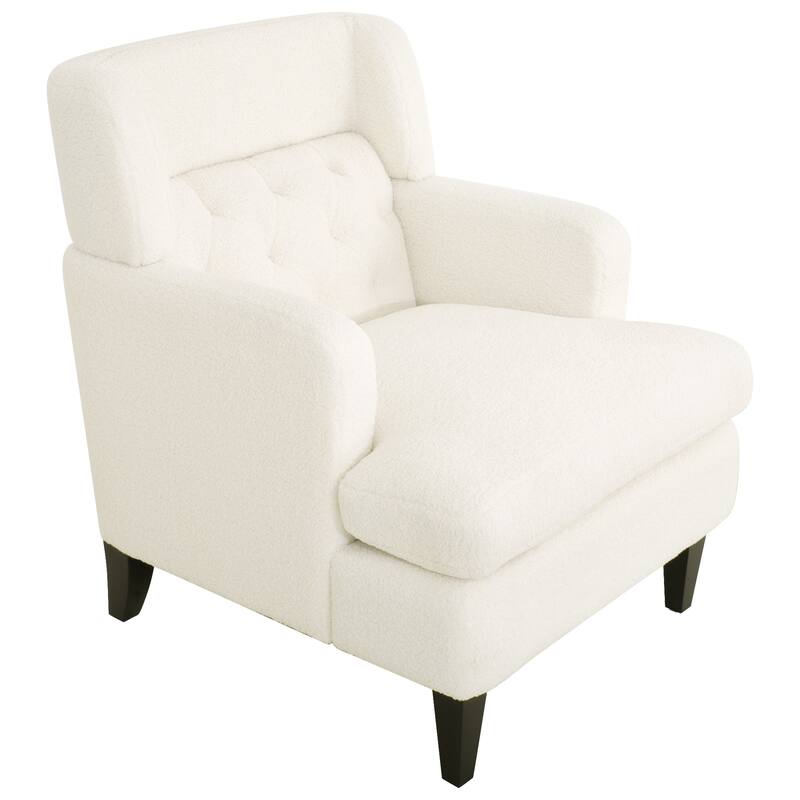 Modern 35.25" Upholstered Arm Chair with Birch Wood Legs amd Tufted Backrest for Living Room