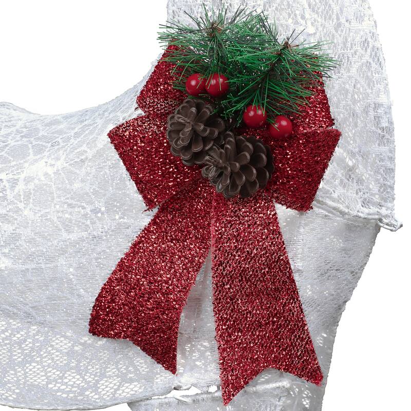 Alpine Corporation Mesh Holiday Reindeer Lawn Decoration with Cool White Lights