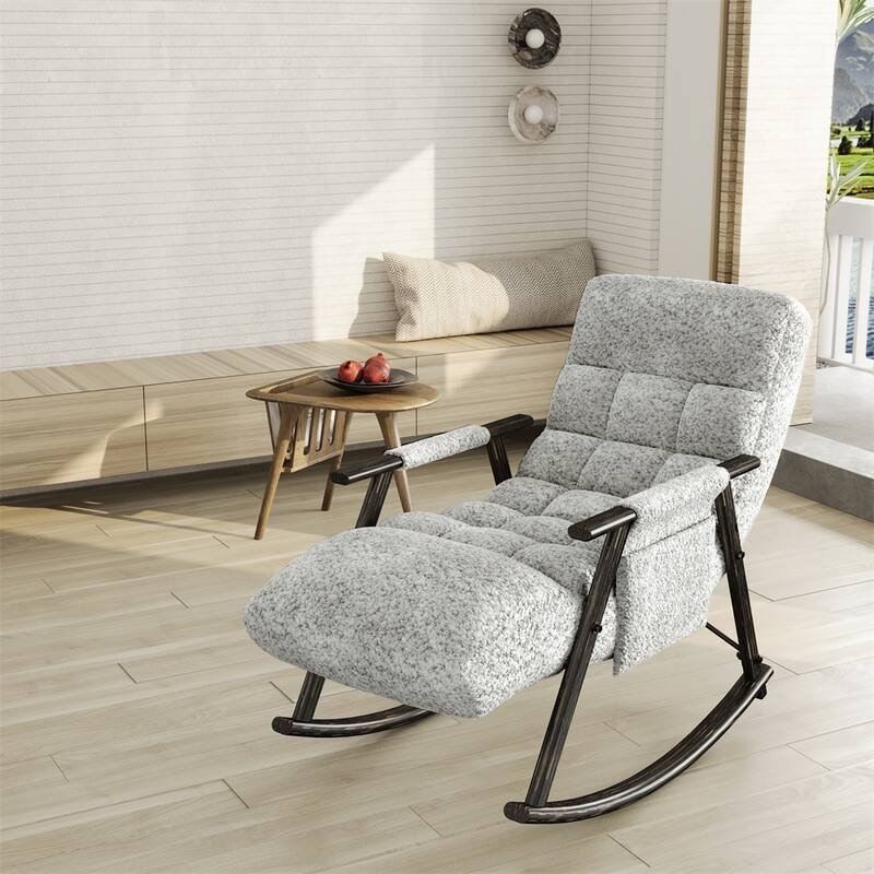 Folding Rocking Upholstered Chair with Adjustable Back and Footrest