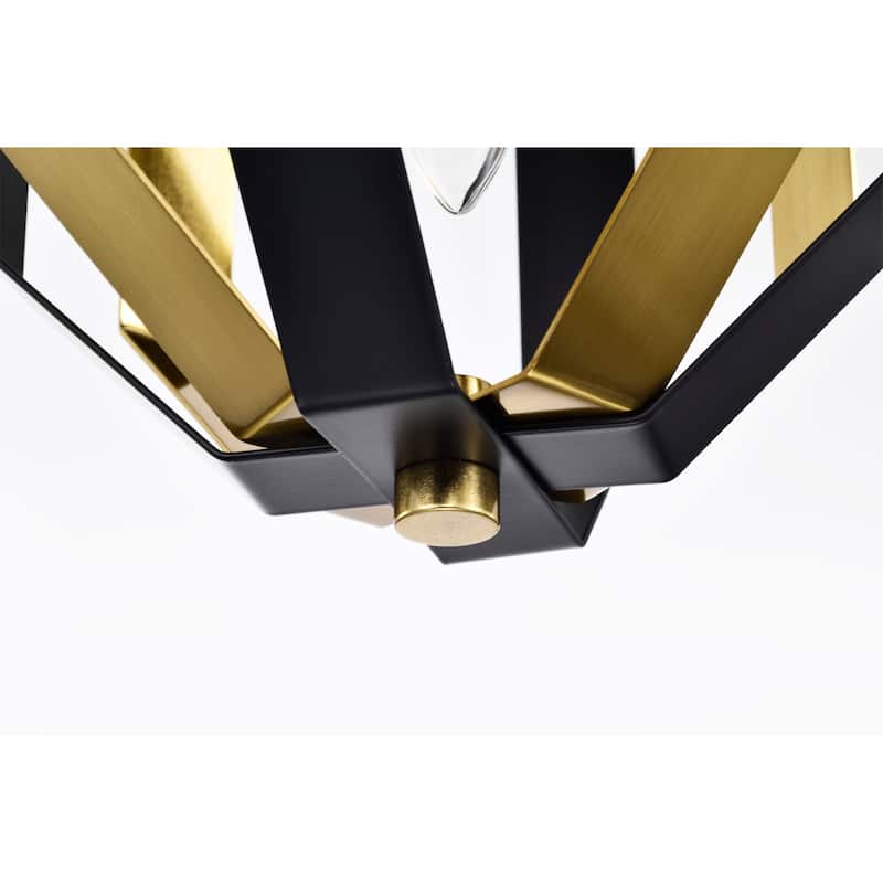 Felicia Semi Flush Mount Ceiling Light Matte Black and Gold Polished Finish 1-Light - N/A