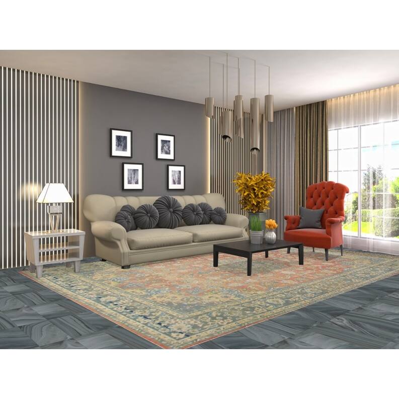 Hand Knotted Oriental 100% Wool Carpet Traditional Floral Oranges & Rust Najafabad Area Rug - 12' 3'' X 8' 1''