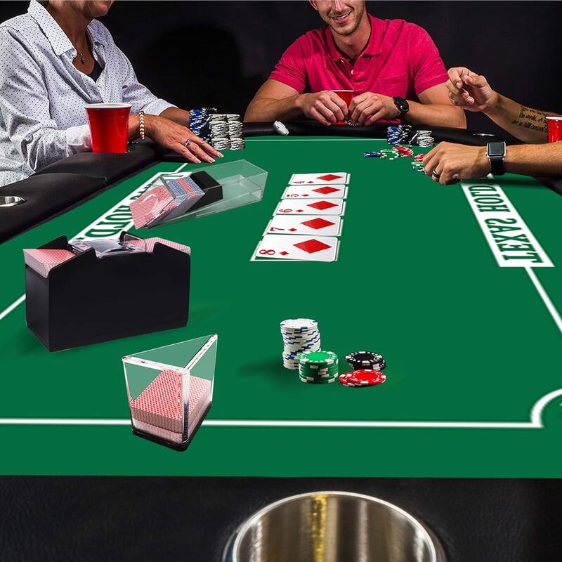 36"x72" Double Sided Casino Blackjack & Texas Hold'em Poker Tabletop Layout Felt, Casino Table Top Cover Mat - Layout Felt