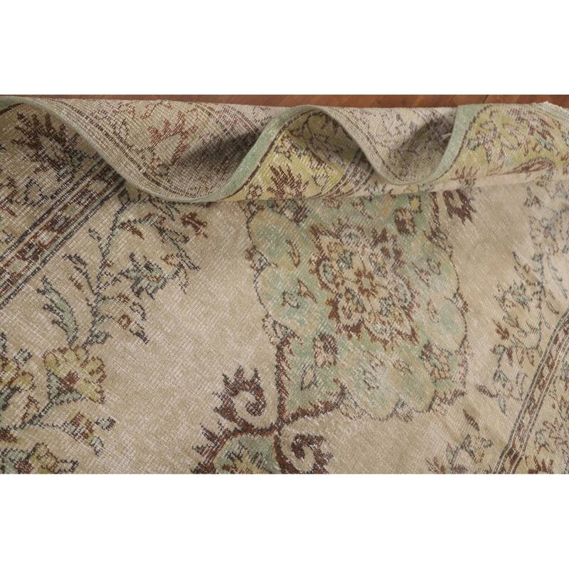 Distressed Anatolian Turkish Vintage Area Rug Handmade Wool Carpet - 5'1"x 8'6"