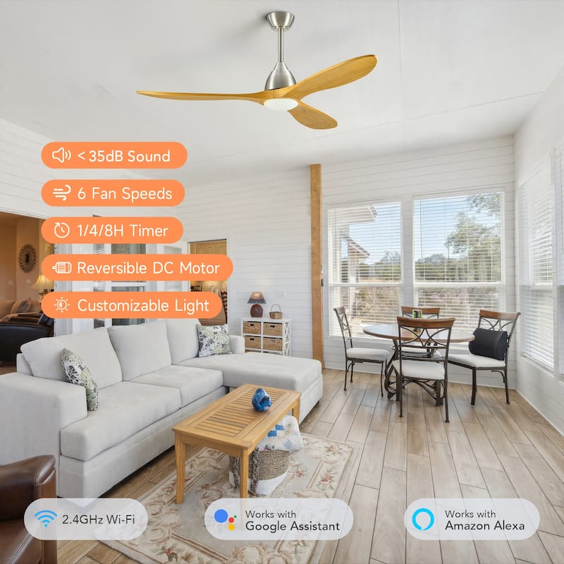 CO-Z 3 - Blade Modern Classic Smart Ceiling Fan with Dimmable LED Light and Remote