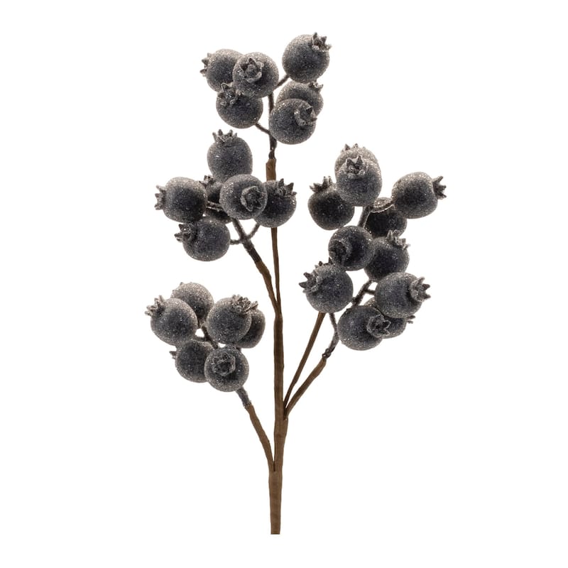 Beaded Berry Artificial Christmas Spray - 20.5" - Navy Blue - Set of 6