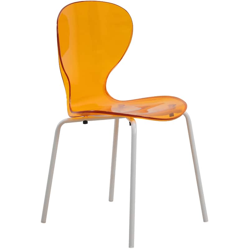 Stackable Plastic Dining Chair Transparent Modern Accent Side Chair for Indoor and Outdoor - Orange