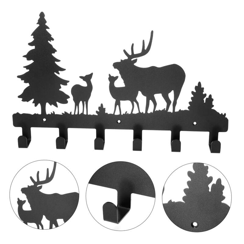 Wall-Mounted Metal Coat Hooks Moon Cloud Deer Decorative Rack - 15.7" x 9.1"