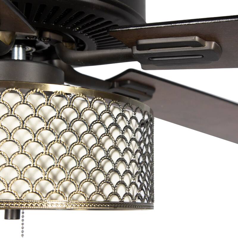 Copper Grove Leyla 52-inch 5-blade Bronzed Wave LED Ceiling Fan - Bronze - Pull Chain