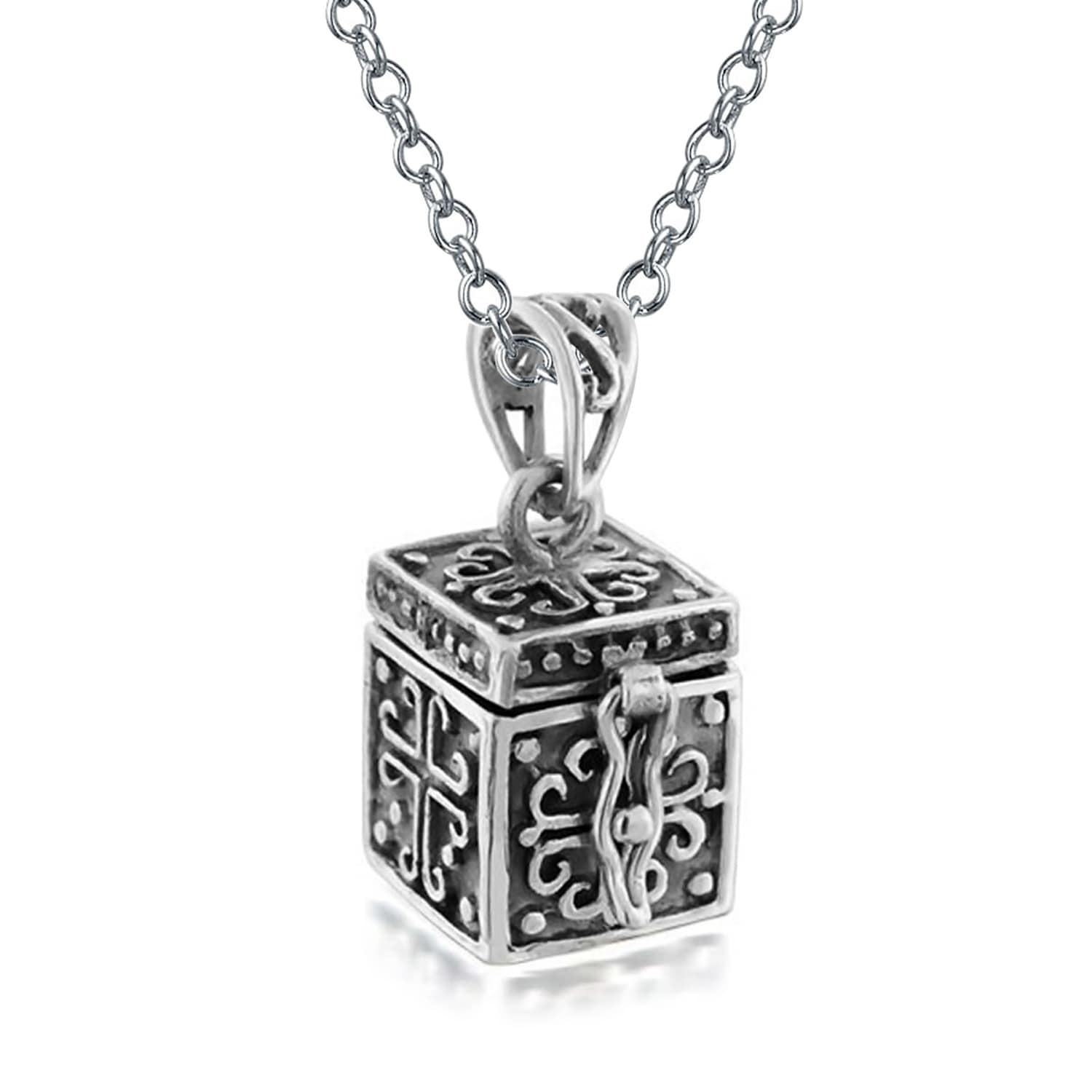 Sterling Silver Round Prayer Box Locket Pendant