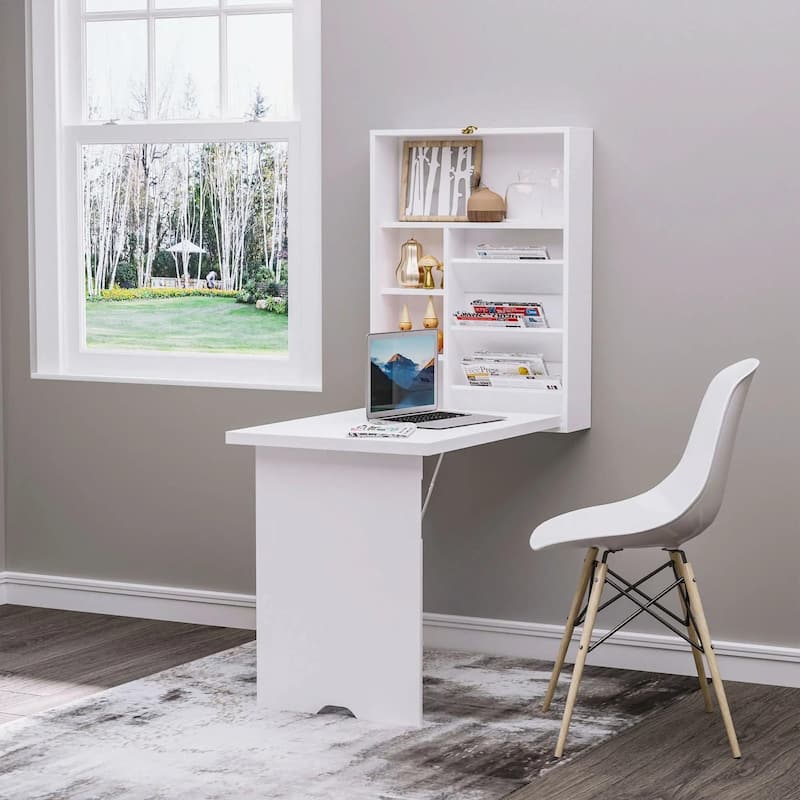 Wall Mounted Fold Out Convertible Desk, Multi-Function Floating Desk
