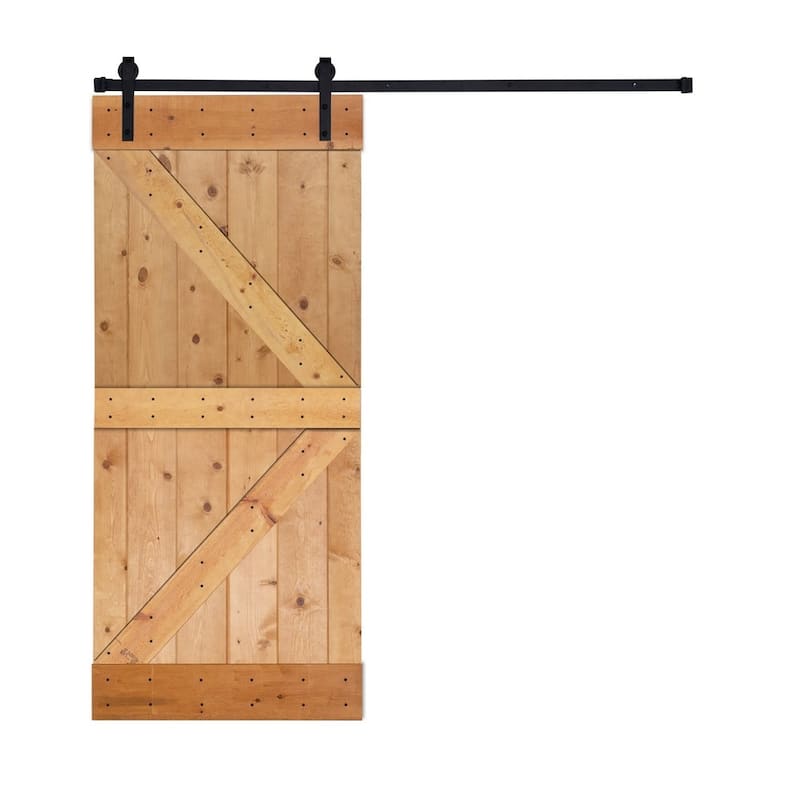 Paneled Wood Barn Door with Installation Hardware Kit - K3 Series - 30" - Ipswich Pine