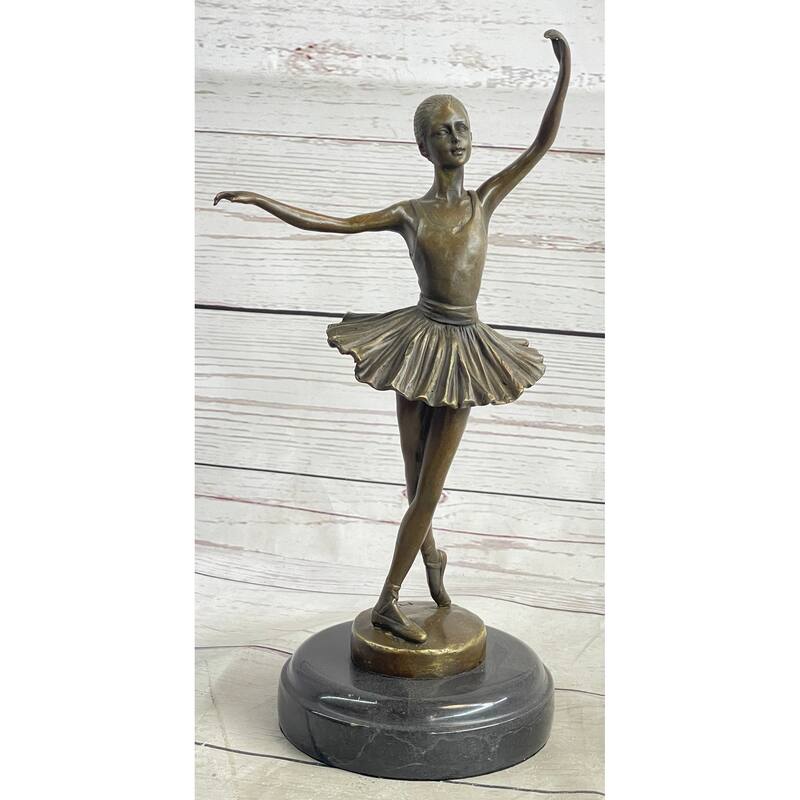Fourth Position Ballet Dancer Ballerina Bronze Sculpture Statue On Marble Base