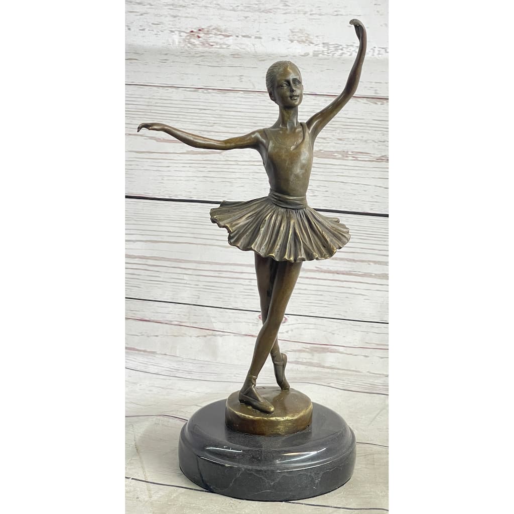 Fourth Position Ballet Dancer Ballerina Bronze Sculpture Statue On Marble Base