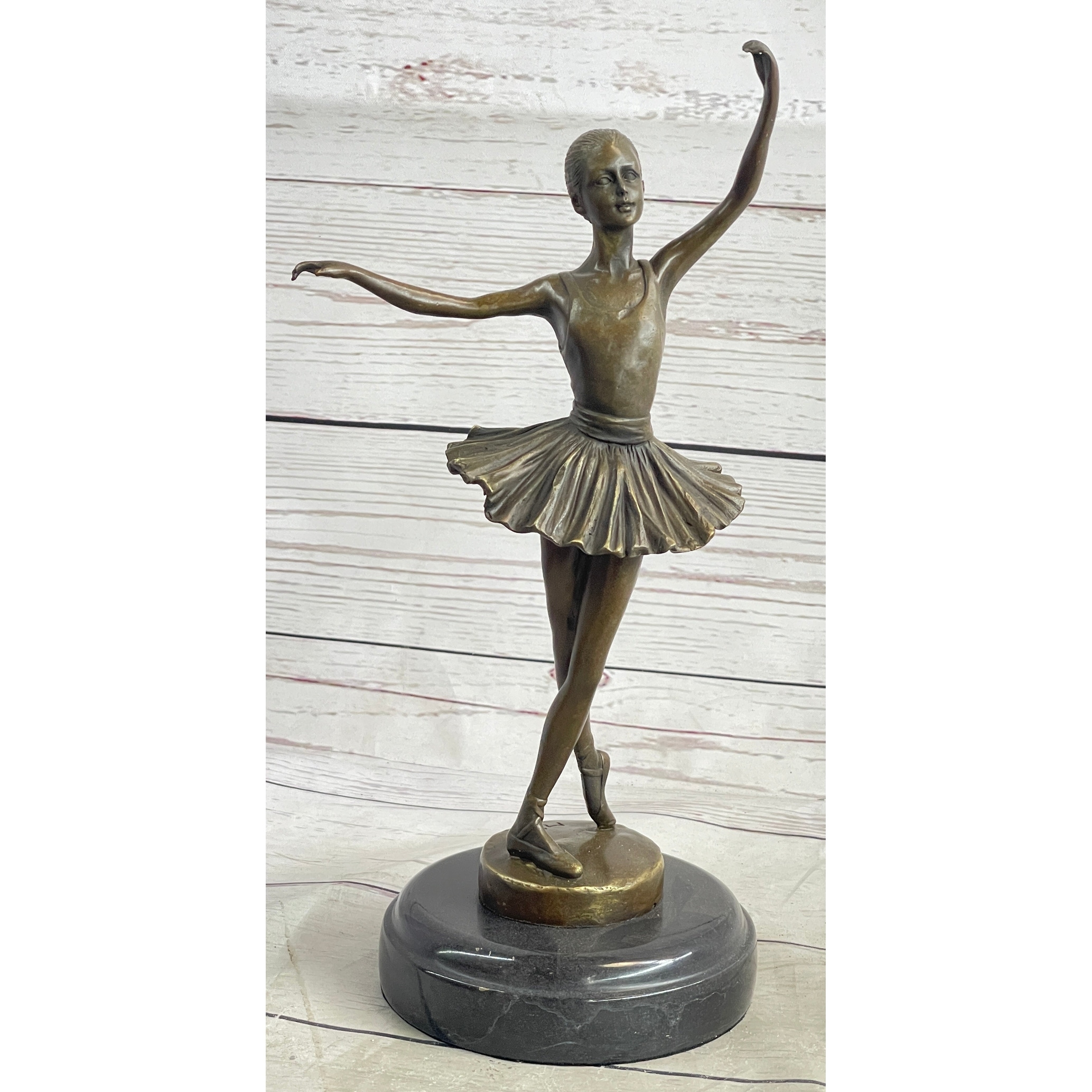 Fourth Position Ballet Dancer Ballerina Bronze Sculpture Statue On Marble Base