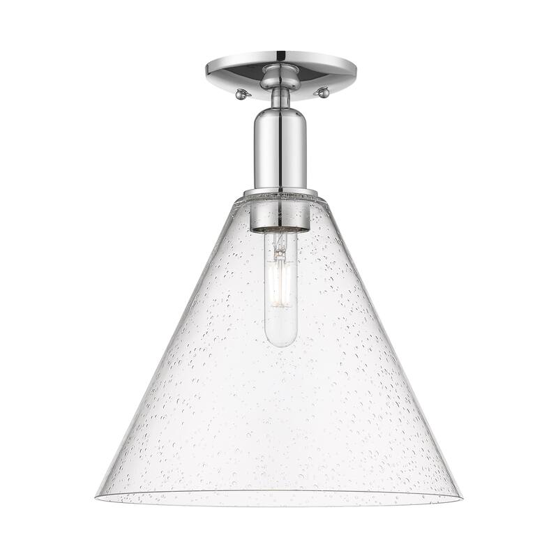Innovations Lighting Endless Possibilities Arcadia - Berkshire Glass - 1 Light 12" Semi-Flush Mount - Polished Chrome/Seedy