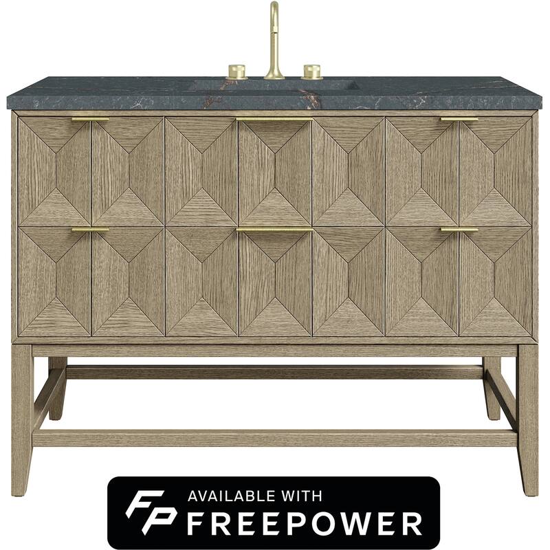 James Martin Vanities D100-V48-FPBL Emmeline 48" Free Standing Single - Pebble Oak - Oak Finish