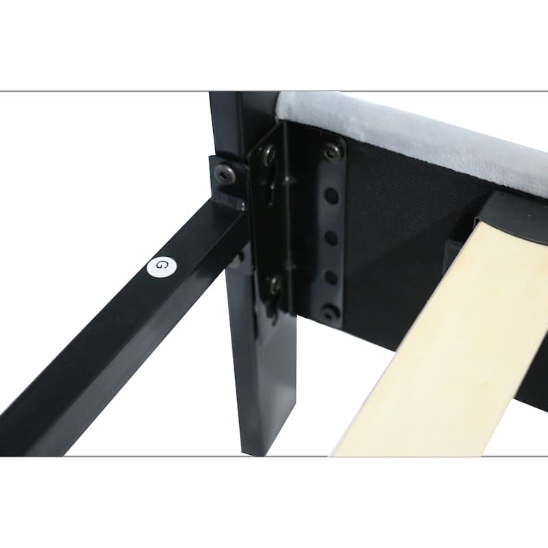 Queen Size Upholstered Platform Bed with Tufted Headboard, No Box Spring Needed