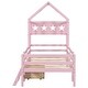 preview thumbnail 25 of 28, Twin Size House Platform Bed with 1 Storage Drawer and Guardrail, Solid Wood Kids Bed Frame with House-Shaped Headboard & Ladder