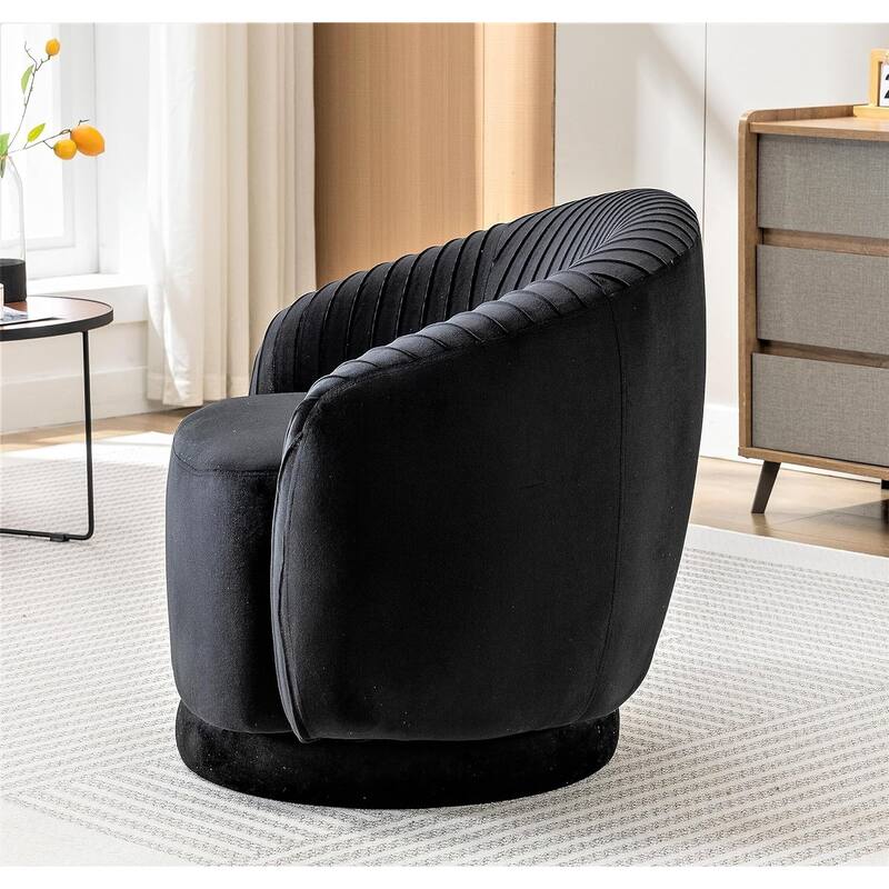 US Pride Furniture Contemporary Velvet Swivel Barrel Chair with 360° Spin Capability Round Accent One-Seater Sofa