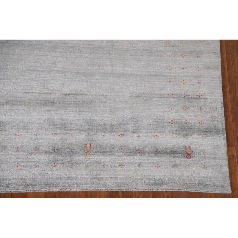 Grey Gabbeh Area Rug Handmade Wool Carpet - 8'11"x 11'9"