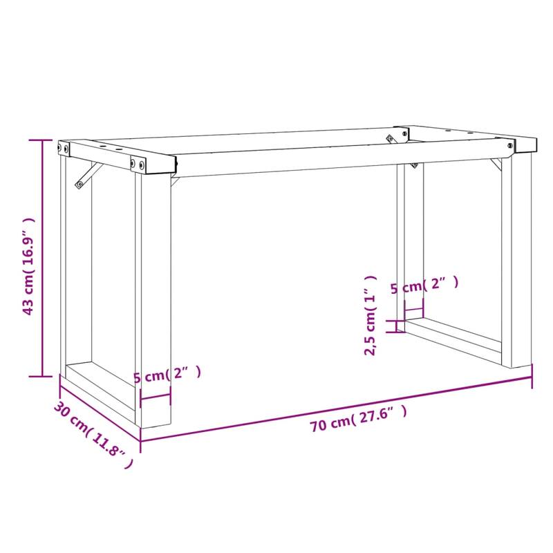 vidaXL Coffee Table Legs O-Frame 27.6"x11.8"x16.9" Steel - 27.6" x 11.8" x 16.9"