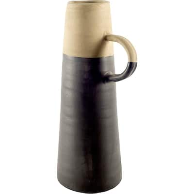 Garand III Black & Tan Ceramic Vase (Large)